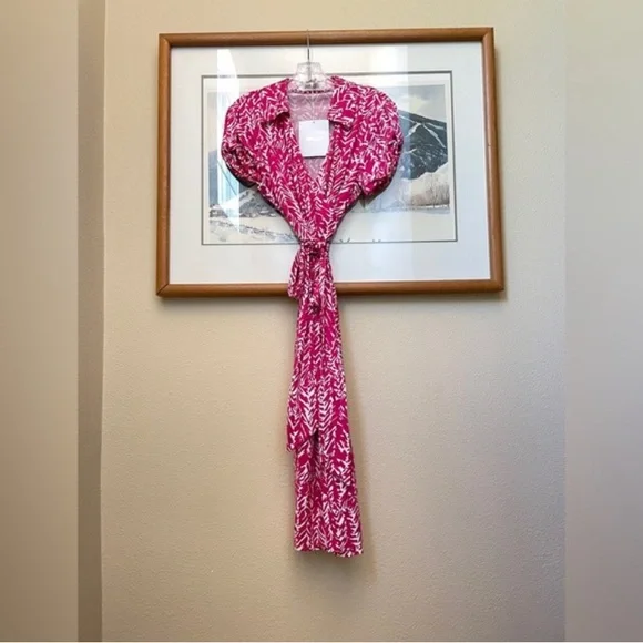 New Diane Von Furstenberg Tahlia Leaves Terra Jersey Wrap Dress - Picture 3 of 6